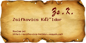 Zsifkovics Káldor névjegykártya